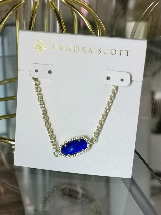 Kendra Scott Jewelry - Kendra Scott - Elaina Cobalt Cat's Eye Gold Adjustable Chain Bracelet - NEW